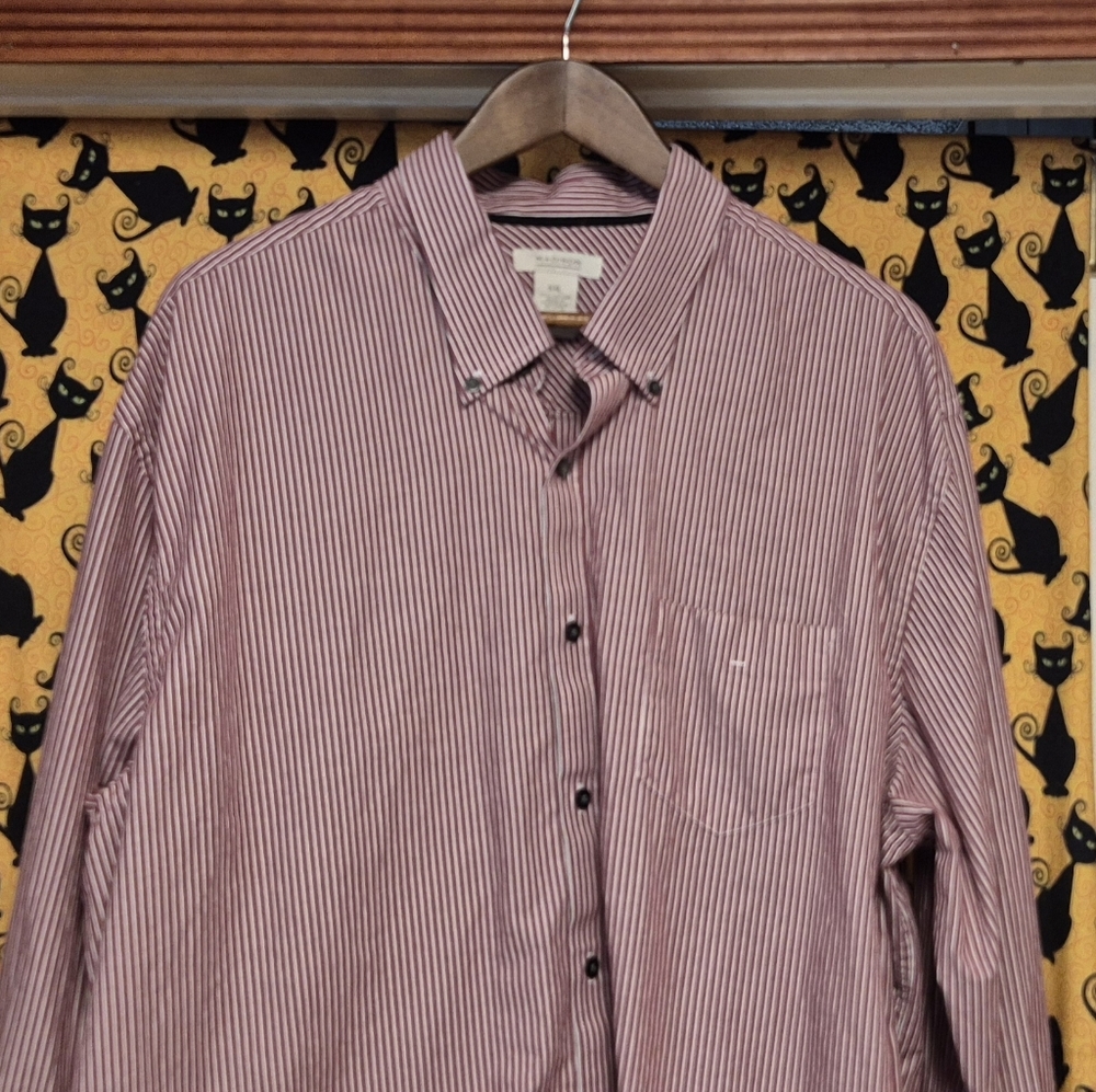 Madison Men's Striped Button Down Shirt - Red